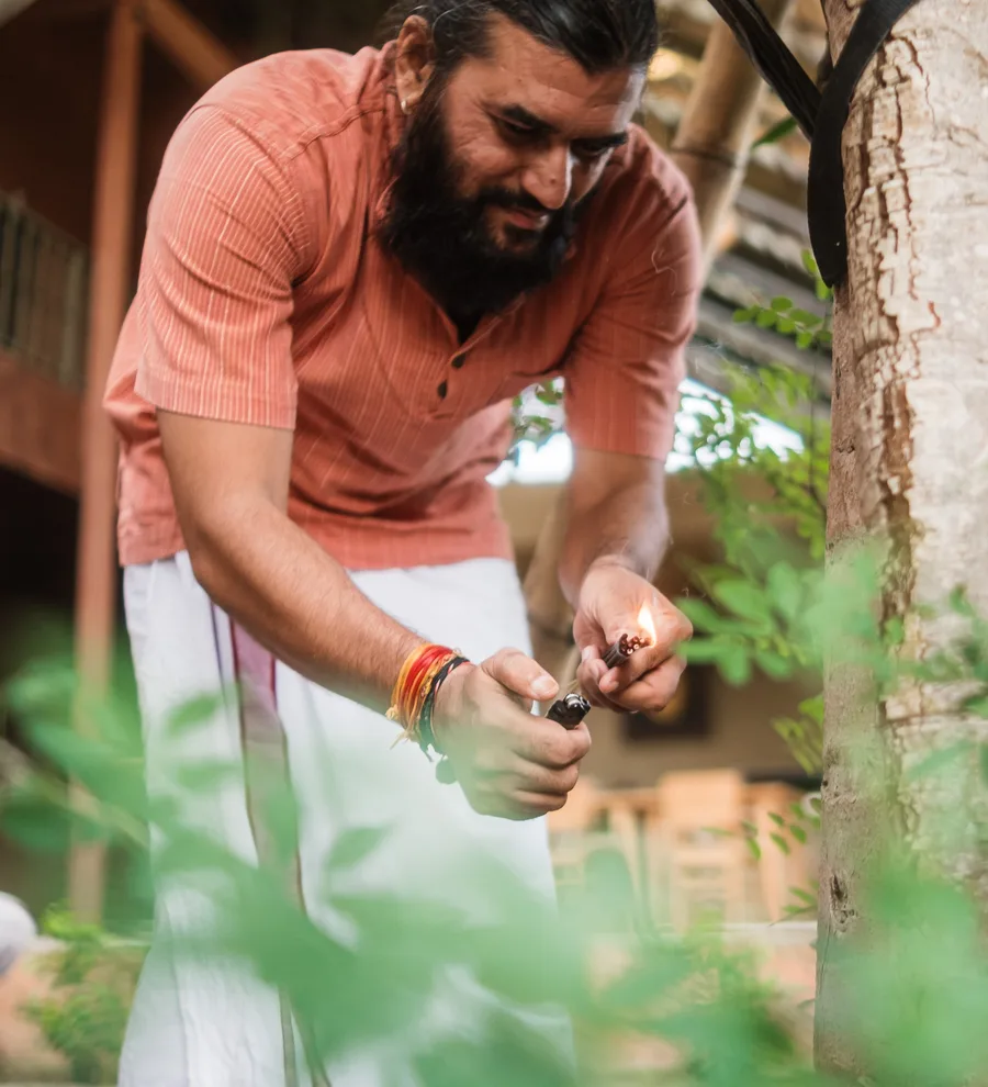 Yogacharya Nilesh Tiwari teaching at Vedic Path Bali
