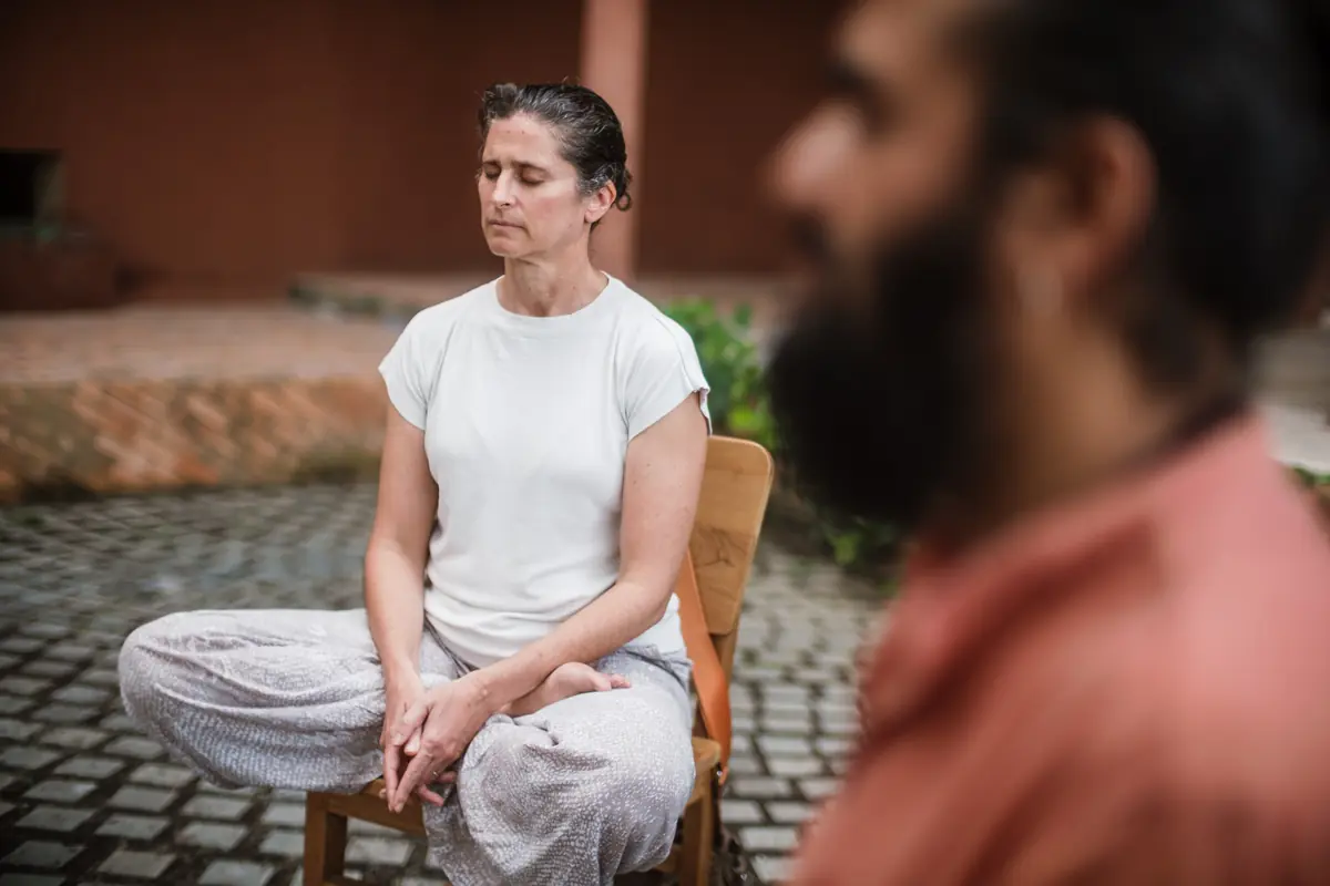 Guests sitting together in a quiet afternoon meditation session
